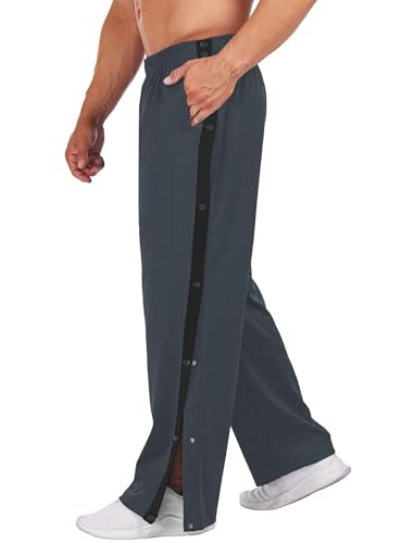 PINSPARK Jogginghose Herren Trainingshose seitlich zu öffnen Lang Laufhose mit Taschen Basketball Hose Freizeithose Graphitfarbe XXL von PINSPARK