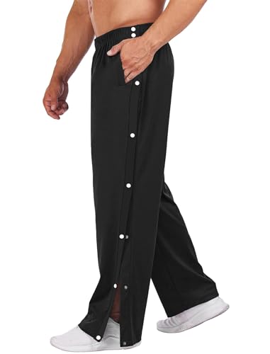 PINSPARK Jogginghose Herren Trainingshose seitlich zu öffnen Lang Laufhose mit Taschen Basketball Hose Freizeithose Pures Schwarz XXL von PINSPARK