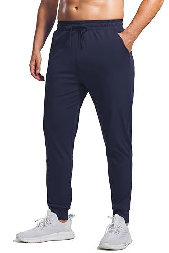 PINSPARK Jogginghose Herren mit Reißverschlusstaschen Trainingshose Atmungsaktiv Sporthose Laufhose Jogginghosen Sweatpants Freizeit Blau XL von PINSPARK