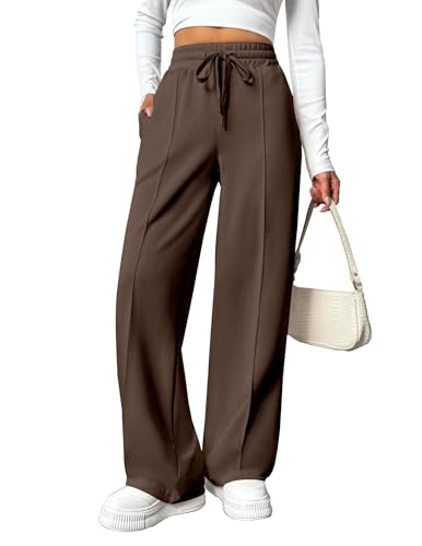 PINSPARK Damen Jogginghose High Waist Sporthose Weites Bein Sweatpants mit elastischem Bund Yogahose Trainingshose Fitness Sweathose Baggy Freizeithose mit Taschen Braun S PINSPARK Damen Jogginghose High Waist Sporthose Weites Bein Sweatpants mit elastischem Bund Yogahose Trainingshose Fitness Sweathose Baggy Freizeithose mit Taschen Braun S von PINSPARK