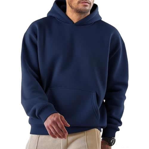 PINSPARK Kapuzenpullover Herren Langarm Hoodie Sommer Leicht Hoodies Schnelltrocknend Atmungsaktiv Pullover Outdoor Laufen Train Sportshirts Dunkelblau m von PINSPARK