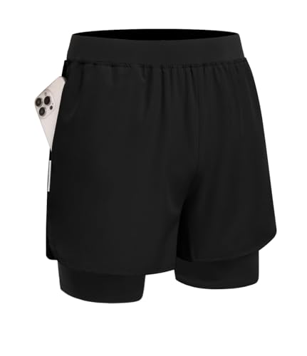 PINSPARK Laufshorts Herren Kurz Hosen Schnelltrocknend Sport Shorts Leicht Radfahren Basketball Trainingshose Gym Jogginghose Winter Sporthose Schwarz XL von PINSPARK