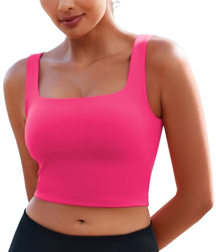 PINSPARK Sport BH Damen Push Up Sports Bra Herbst Joggen Yoga Tops Große Größen Bequem Bustier Stretch Crop Top Lauf Reiten Fitness Knalliges Pink m von PINSPARK