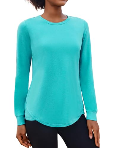 PINSPARK Sport Bluse Damen Langarm Laufshirt Rundhalsausschnitt Sweatshirt Athletisch Lässig Fitness Workout Tops von PINSPARK