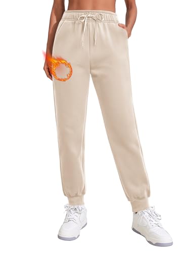 PINSPARK Sporthose Damen Baggy Jogginghose Lang Baumwolle Freizeithose Atmungsaktiv Fitness Trainingshose Herbst Warm Sweatpants Bequeme Pilates Yogahose L Leuchtendes Gelb von PINSPARK