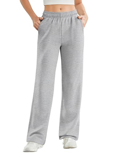 PINSPARK Sporthose Damen Baumwolle Baggy Jogginghose Frühling Outdoor Trainingshose Schnelltrocknend Sweatpants Wandern Gym Yogahose Leicht Geradem Bein Hose Hellgrau xs von PINSPARK