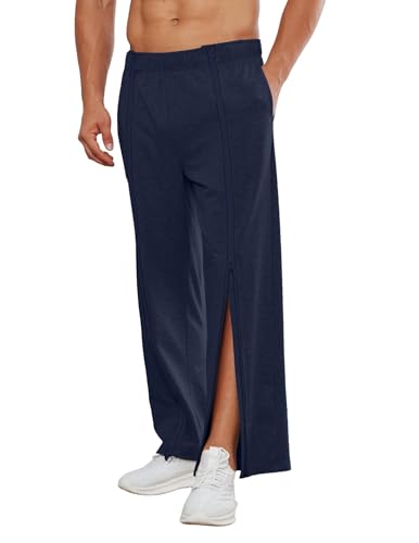 PINSPARK Sporthose Herren Jogginghose Baumwolle Sweathose Yogahose Lange Sport Hose Herren Jogger Trainingshose Relaxing Hose Mit Taschen Navy blau 1 S von PINSPARK