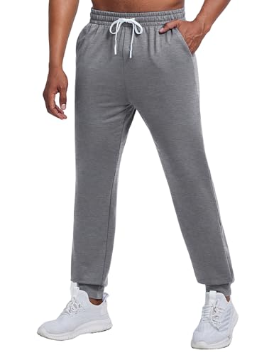 PINSPARK Sporthose Herren Lang Jogginghose Schnelltrocknend Trainingshose Sommer Atmungsaktiv Baumwolle Sweatpants Fitness Funktionshose Yoga Freizeithose Mittelgrau m von PINSPARK
