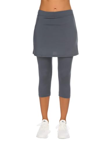 PINSPARK Tennishose Damen Hohe Taille Rock mit Leggings Spring 2-In 1 Sportrock Outdoor Bauchkontrolle Wandern Hosenrock Golf Workout Yoga Sport Rock Grau XL PINSPARK Tennishose Damen Hohe Taille Rock mit Leggings Spring 2-In 1 Sportrock Outdoor Bauchkontrolle Wandern Hosenrock Golf Workout Yoga Sport Rock Grau XL von PINSPARK
