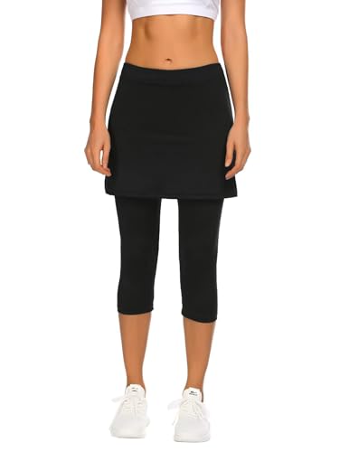 PINSPARK Tennishose Damen Hohe Taille Rock mit Leggings Spring 2-In 1 Sportrock Outdoor Bauchkontrolle Wandern Hosenrock Golf Workout Yoga Sport Rock Schwarz XL PINSPARK Tennishose Damen Hohe Taille Rock mit Leggings Spring 2-In 1 Sportrock Outdoor Bauchkontrolle Wandern Hosenrock Golf Workout Yoga Sport Rock Schwarz XL von PINSPARK