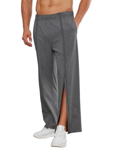PINSPARK Trainingshose Herren Jogginghose Postoperative Sporthose Lang Abreißhose Freizeithose locker lässig Sportswear Dunkelgrau 1 XXL von PINSPARK