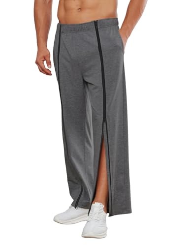 PINSPARK Trainingshose Herren Jogginghose Postoperative Sporthose Lang Abreißhose Freizeithose locker lässig Sportswear Dunkelgrau XXL von PINSPARK