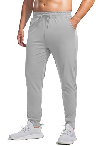 PINSPARK Trainingshose Herren Sweathose Lange Atmungsaktiv Sporthose Jogger Yogahose Klassische Joggingshose mit Taschen und Kodelzug Hellgrau XL von PINSPARK
