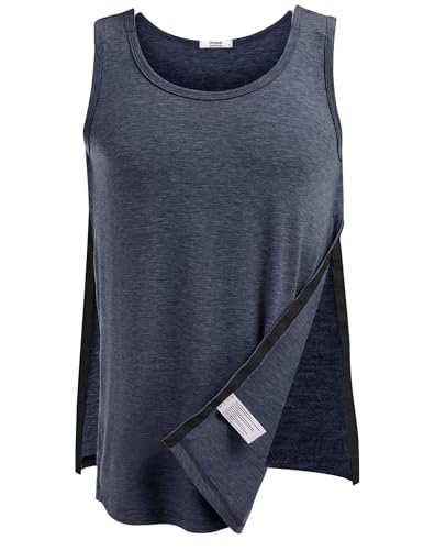 PINSPARK Unisex Shirt nach Schulteroperationen Post Chirurgie Tank Tops Damen Reha Tanktop Herren Snap Open Abreißbar T-Shirts Chemo Rotatorenmanschette Kleidung Navy blau S PINSPARK Unisex Shirt nach Schulteroperationen Post Chirurgie Tank Tops Damen Reha Tanktop Herren Snap Open Abreißbar T-Shirts Chemo Rotatorenmanschette Kleidung Navy blau S von PINSPARK