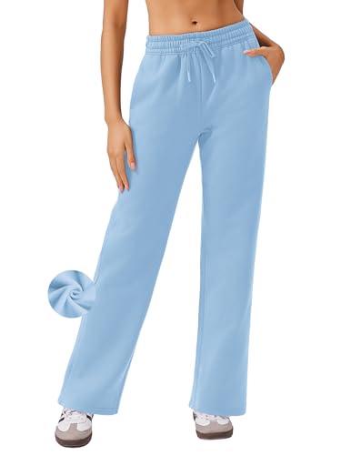 PINSPARK Warme Jogginghose Damen Gefütterte mit Taschen Kordelzug Thermo Winter Fleece Lange Trainingshose Freizeithose Sweathose von PINSPARK