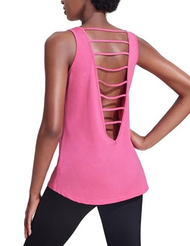 PINSPARK Yoga Sport Tank Top Damen Racerback Lauftop Atmungsaktives Shirts Fitness Running Shirt Oberteile Rosa L von PINSPARK