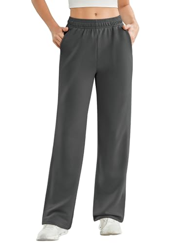 PINSPARK Yogahose Damen Baggy Jogginghose Sommer Atmungsaktiv Sporthose Weites Bein Freizeithose High Waist Lang Trainingshose Bequem Sommerhose Dunkelgrau s von PINSPARK