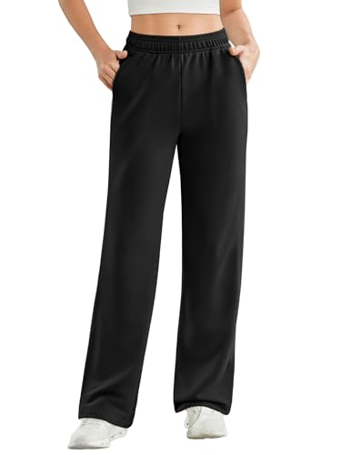 PINSPARK Yogahose Damen Baggy Jogginghose Sommer Atmungsaktiv Sporthose Weites Bein Freizeithose High Waist Lang Trainingshose Bequem Sommerhose Schwarz s von PINSPARK