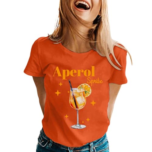 Aperol Kostüm Tshirt Damen Aperol Spritz Shirt Aperollin Freundin Spritztour T-Shirt Kurzarm Rundhals Sommershirt Lustiges Cocktail Party-Events Tshirt Casual Bluse Fun Aperol Spritz Kostüm von PINTUTU