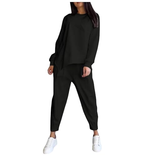 Damen 2-Teilig Set Sweatshirt + Jogginghose Jogginganzug T-shirt Trainingshose Trainingsanzug Sportanzug Freizeitanzug Sport Anzug Tracksuit Fitnessanzug Rundhals Zweiteilige von PINTUTU