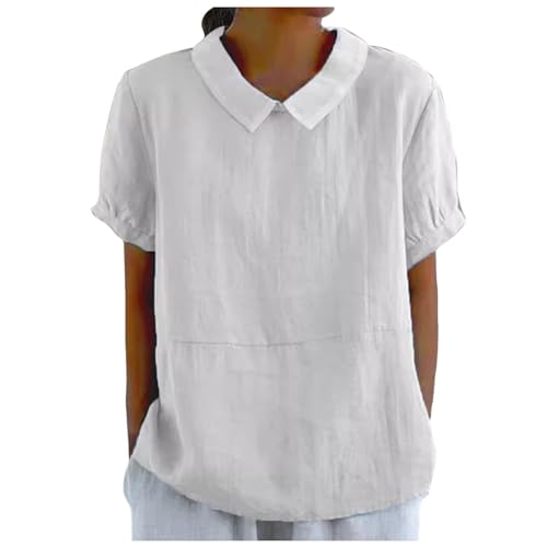Lockere Oberteile für Damen Kurzarm Tops Teenager Mädchen Shirts Revers Hemden Poloshirt Damen Bluse Elegant Sommer Oberteile Damen Leicht Blusentops Oversized Pullover Tshirt Basic Shirt Mode von PINTUTU