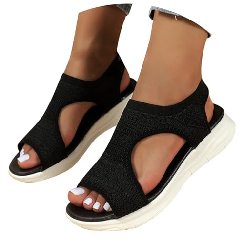Orthopädische Sandalen Damen, Sandalen Breite Füße Plateausandalen Mit Fußbett Sommerschuhe Sommersandalen Leichte Weite BarfussSandalen Damenschuhe Slingback Offene Schuhe Waschbare von PINTUTU