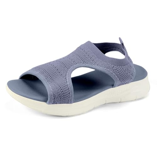 Orthopädische Sandalen Damen, Waschbare Slingback Mit Weiches Fussbett Sandalen Sommerschuhe Riemchensandalen Sandaletten Bequem Breite füße Leichte Barfuß Sandalen Flache Strick Mesh Strandschuhe von PINTUTU