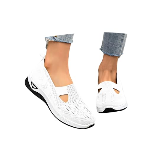Orthopädische Schuhe Damen Sneaker, Schuhe ohne Schnürung für Handsfree Cushion Slip On rutschfeste Walkingschuhe Turnschuhe Leicht Bequeme Erhöhte Füße Sommer Gesundheitsschuhe Barfußschuhe Leichte von PINTUTU