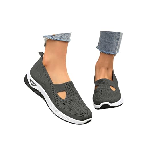 Orthopädische Schuhe Damen Sneaker, Schuhe ohne Schnürung für Handsfree Cushion Slip On rutschfeste Walkingschuhe Turnschuhe Leicht Bequeme Erhöhte Füße Sommer Gesundheitsschuhe Barfußschuhe Leichte von PINTUTU