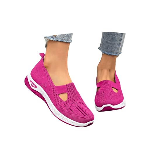 Orthopädische Schuhe Damen Sneaker, Schuhe ohne Schnürung für Handsfree Cushion Slip On rutschfeste Walkingschuhe Turnschuhe Leicht Bequeme Erhöhte Füße Sommer Gesundheitsschuhe Barfußschuhe Leichte von PINTUTU