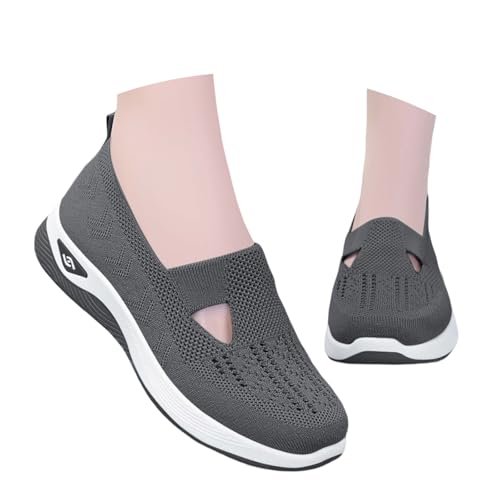 Orthopädische Schuhe Damen Sneaker, Schuhe ohne Schnürung für Handsfree Cushion Slip On rutschfeste Walkingschuhe Turnschuhe Leicht Bequeme Erhöhte Füße Sommer Gesundheitsschuhe Barfußschuhe Leichte von PINTUTU