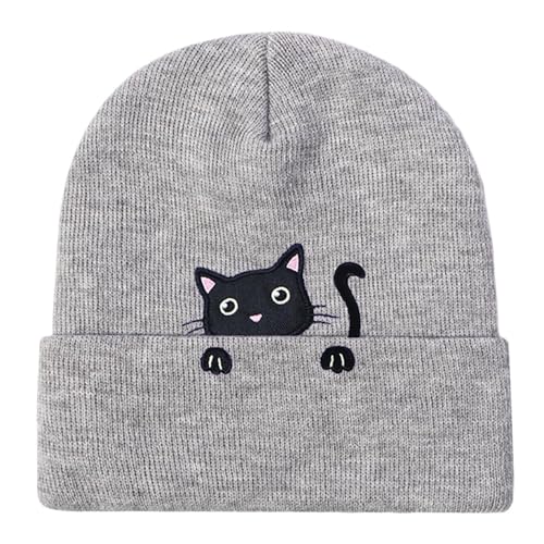 PINTUTU Accessoire Beanie Mütze Katze, Strickmütze, Doppelt gestrickt, mehrere Farben, Mütze warm & modisch von PINTUTU