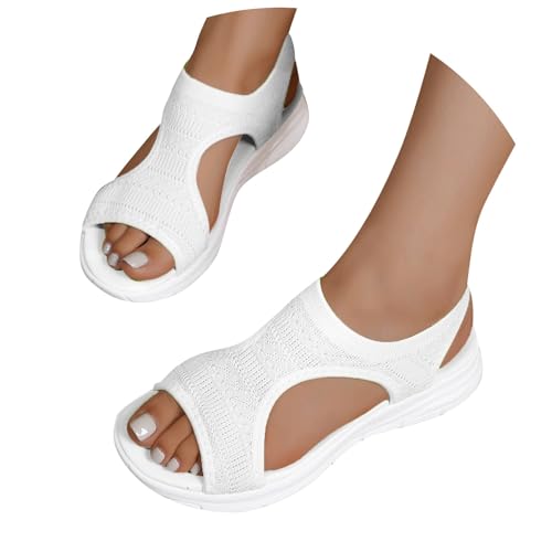 Sandalen Damen Sommer Breite Füße Orthopädische Schuhe Bequeme Flach Sandaletten Leichte Barfuss Sandalette Mesh Weiche Sohle Sport Casual Sommerschuhe von PINTUTU