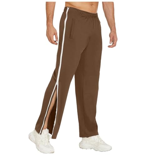 Reha Hose Damen Herren Seitlich Zu Öffnen Baggy Trainingshose mit Seitlichem und Reißverschluss Am Bein Weites Bein Schnellfickerhose Druckknöpfen Sporthose Freizeithose Breite Jogginghose Sportswear von PINTUTU