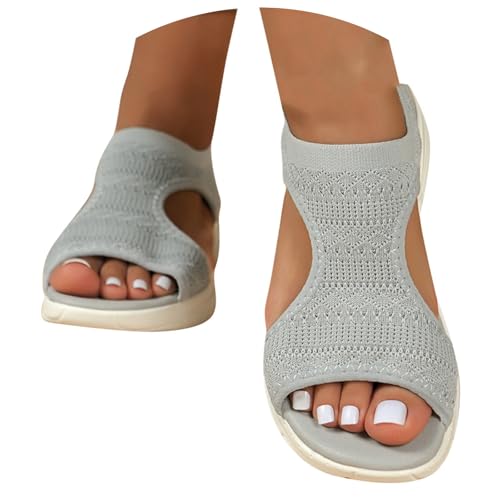 Sandalen Damen Sommer Breite Füße Orthopädische Schuhe Bequeme Flach Sandaletten Leichte Barfuss Sandalette Mesh Weiche Sohle Casual Sport Sommerschuhe Waschbare von PINTUTU