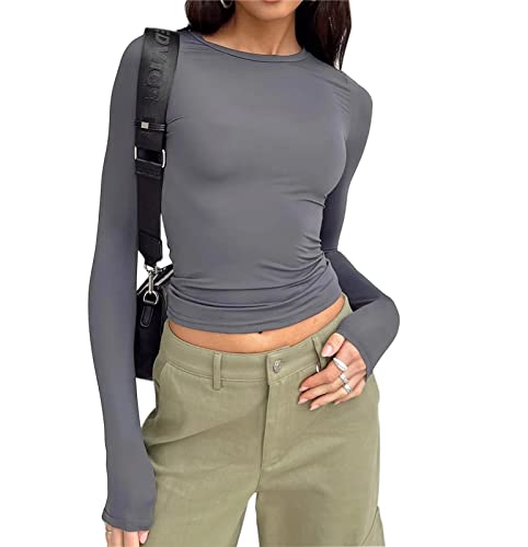 Skims Dupes, Y2K Clothes, Skims Top, Langarmshirt Damen eng, Skims Long Sleeve, Skims Tshirt, Tops Y2K, Y2K Shirt, Crop Tops Damen Langarm Rock von PINTUTU