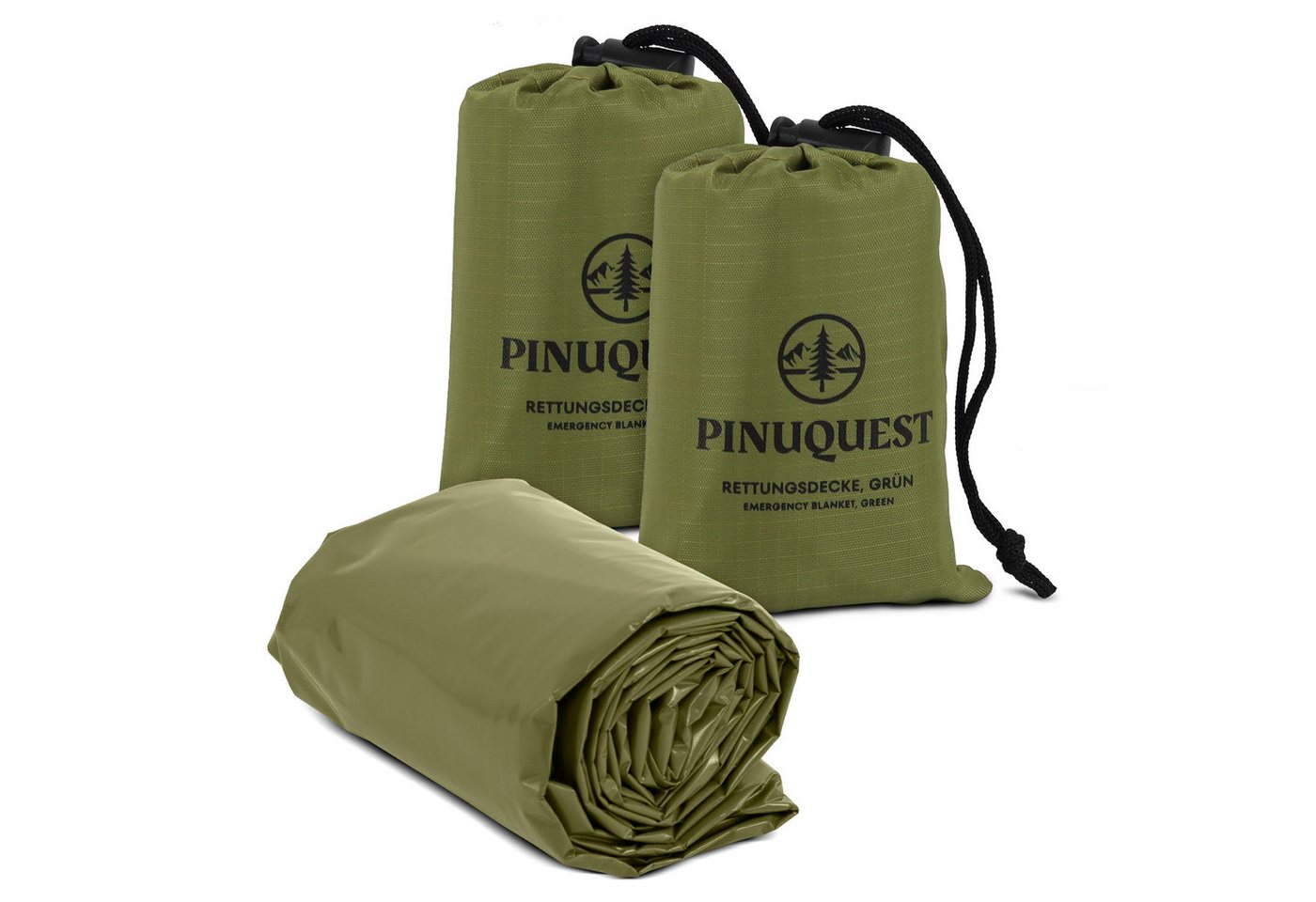 PINUQUEST Erste-Hilfe-Set Rettungsdecke signalorange silber 26µm, (2 St), wind- und wasserdicht Notfalldecke Rettungsfolie, 210x160cm von PINUQUEST