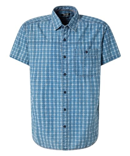 PIONEER AUTHENTIC JEANS Herren Freizeithemd Kurzarm Shirt Kent | Männer Kurzarm Hemd | kariert | Sommer | Regular Fit | Indigo Washed 2000 6864 | 5XL von PIONEER AUTHENTIC JEANS