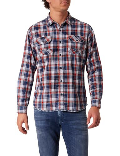 PIONEER AUTHENTIC JEANS Herren Oberhemd Langarm Shirt 1/1 Kent | Männer Hemd | Gemustert | Regular Fit | Stone Wash Washed | Indigo Washed 0000 6864 | XL von PIONEER AUTHENTIC JEANS