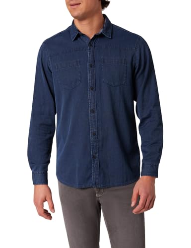 PIONEER AUTHENTIC JEANS Herren Oberhemd Langarm Shirt 1/1 Small Kent | Männer Hemd | gestreift | Regular Fit | Stone Wash Washed | Indigo Washed 0000 6864 | XXL von PIONEER AUTHENTIC JEANS