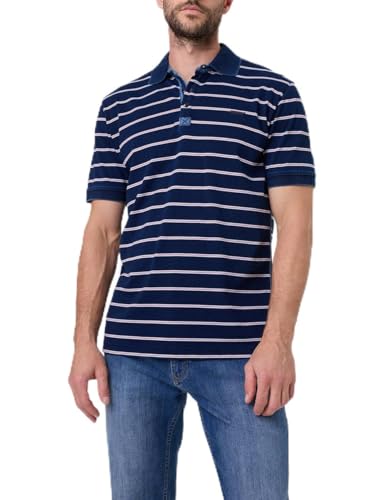 PIONEER AUTHENTIC JEANS Herren Oberteil Polo 1/2 | Männer Polo-Hemd | 3 Knopf | Regular fit | GMT Washed Washed | Indigo Striped 2000 6722 | 3XL von PIONEER AUTHENTIC JEANS