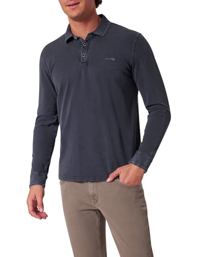 PIONEER AUTHENTIC JEANS Herren Polo-Shirt Langarm Polo 1/1 | Männer Polo-Hemd | Regular Fit | Garment Dyed/Garment Wash Washed | Night Sky Washed 0000 6872 | XXL von PIONEER AUTHENTIC JEANS