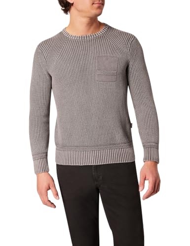 PIONEER AUTHENTIC JEANS Herren Strickpullover Knit 1/1 Crew Neck | Männer Basic Sweater | Stehkragen |Reißverschluss | Regular Fit | Garment Dyed/Garment Wash Washed | Dunkelgrau Washed 0000 9869 | L von PIONEER AUTHENTIC JEANS