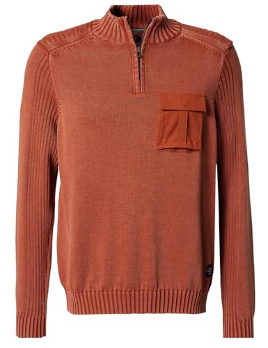 PIONEER AUTHENTIC JEANS Herren Strickpullover | Männer Basic Sweater | Stehkragen | hochgeschlossen | Reißverschluss | Regular fit | Mocha Bisque Washed 8863 | XL von PIONEER AUTHENTIC JEANS