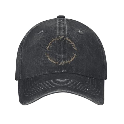 PIORUJK Der Eine Ring Inschrift L-Lords of The R-Rings Baseballkappe Vintage Distressed Denim Gewaschene Kopfbedeckung Männer Frauen Outdoor Hüte Kappe PIORUJK Der Eine Ring Inschrift L-Lords of The R-Rings Baseballkappe Vintage Distressed Denim Gewaschene Kopfbedeckung Männer Frauen Outdoor Hüte Kappe von PIORUJK