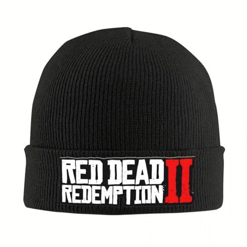 PIORUJK Red Dead Redemptions 2 Merch Rippstrick Mütze mit Bündchen für Frauen Männer Winter Warme Haube Strickmütze von PIORUJK