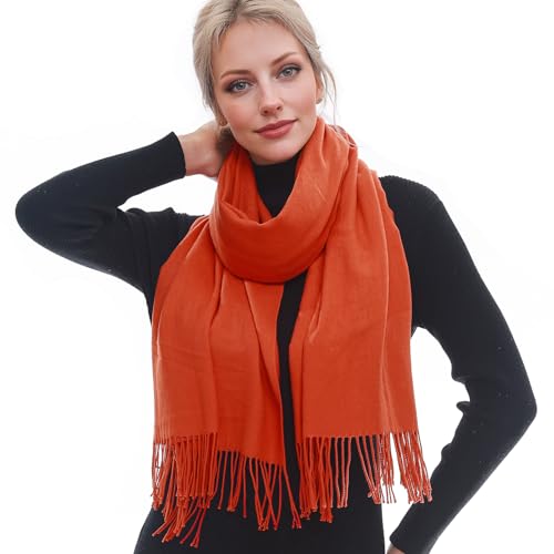 PIOYMEYA Damen Stola - Fur Abendkleid Stola - Winter Tücher - Orange - Einfarbig - Polyestermischung - 203 cm x 71 cm von PIOYMEYA