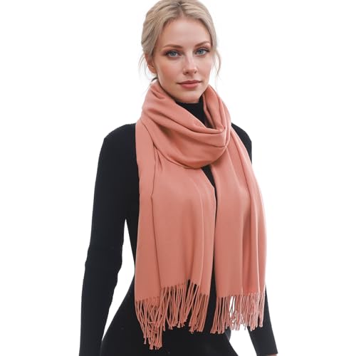 PIOYMEYA Damen Stola Fur Winter Tücher für Damen 203 cm x 71 cm Rost Einfarbig Hochzeit Dinnerparty Reisen Geschenk von PIOYMEYA