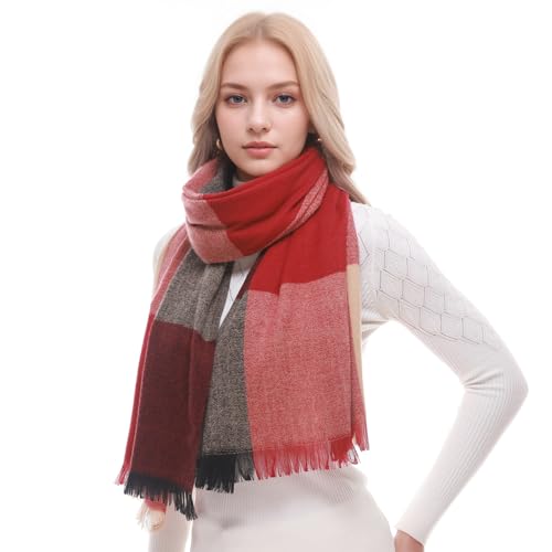 PIOYMEYA Kariert Schal Damen Herbst Winter Kuschelig Pashmina Schals Tücher für Damen von PIOYMEYA