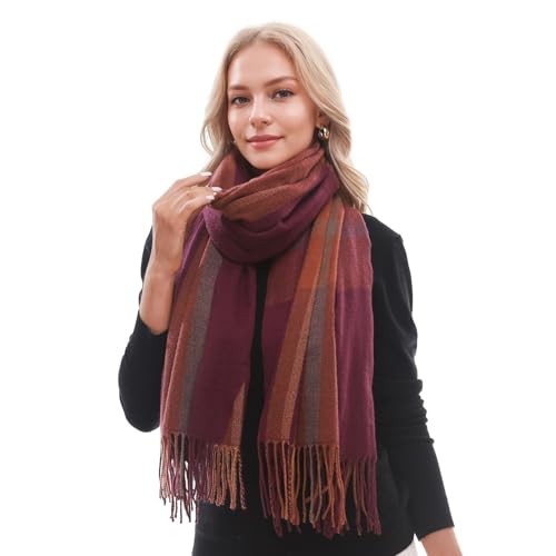 PIOYMEYA Kariert Schal Damen Herbst Winter Kuschelig Pashmina Schals Tücher für Damen von PIOYMEYA